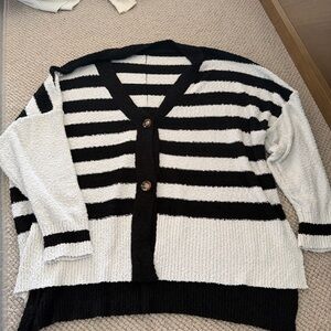 Black and White Striped Women's Sweater